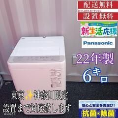289 送料設置無料 Panasonic新生活洗濯機6.0㌔ 22年製 (☆家電販売 