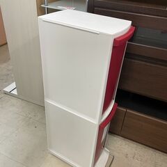 ゴミ箱　No.2046　ニトリ　縦型分別ペール　レッド/ホワイト　【リサイクルショップどりーむ荒田店】の画像