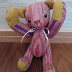 会津木綿テディベア　1点モノの画像