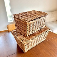 【美品】ナチュラルかご2個セット