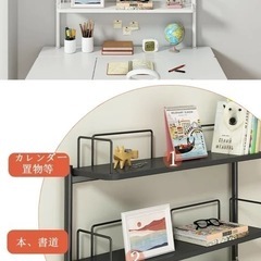 新品　デスク上置き棚 2段  卓上 後付け クランプ式 白 おしゃれ 木製 デスクラック の画像