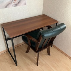 デスク　チェア　セット　ウッド調　レトロ
