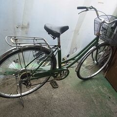 27インチ　自転車　タケダ　6段切替　カゴ付き　ママチャリ　通勤...