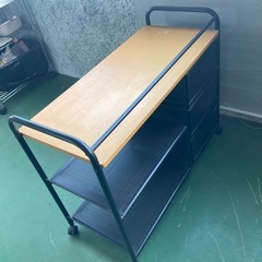 キャスター付き　ワゴン　ラック　引出し付きワゴン　メッシュ棚の画像