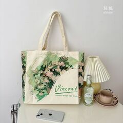 バッグ 鞄 ゴッホ キャンバス トートバッグ 芸術 プリント 白いバラ