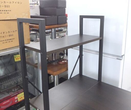 システムデスク 幅110cm 棚付きデスク ダークブラウン パソコンデスク 机 多目的 ☆ 札幌市 北区 屯田 