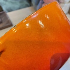 A7018【ルクルーゼ】ココット ロンド ブラックツマミ 20cm オレンジ 両手鍋の画像