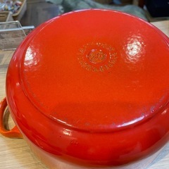 A7018【ルクルーゼ】ココット ロンド ブラックツマミ 20cm オレンジ 両手鍋の画像