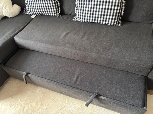 ダークグレー コーナーソファベッド L字型 収納付き 激安家具