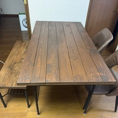 ダイニングテーブル　セット　ダイニングチェア　木目調　レザー　ア...