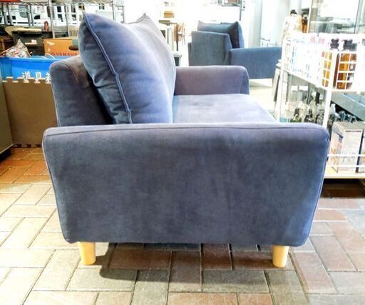 ファブリックネイビー コンパクトソファ　2人掛けソファ ① 2人掛けソファ ファブリック 2シーター コンパクトソファ ネイビー