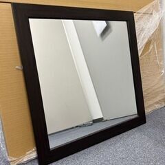 木製フレーム 鏡 壁掛けミラー 置き インテリア  60×60cm の画像