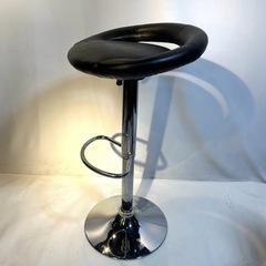  カウンターチェア ロータイプ 黒 丸椅子 昇降 バーチェアー 回転チェアー ハイチェアー ブラック      の画像