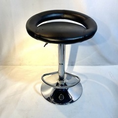  カウンターチェア ロータイプ 黒 丸椅子 昇降 バーチェアー 回転チェアー ハイチェアー ブラック      の画像
