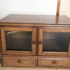 テレビ台　木製ガラス扉付きキャビネット　