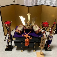 兜 五月節句 かぶと 竹翁作  年代物 金屏風 弓 刀 松明　こ...