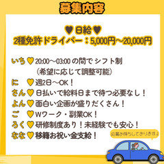 🚗運転代行の2種免許ドライバーを募集中！初期メンバーとして楽しく働けます！の画像