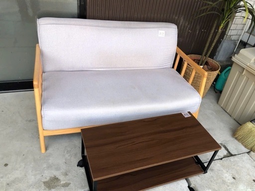 2人掛けソファー テーブル付き