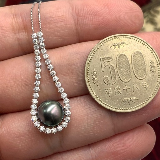 ダイヤモンド　パール　ネックレス　Pt850 pt900 3.8g 約45cm アジャスター付