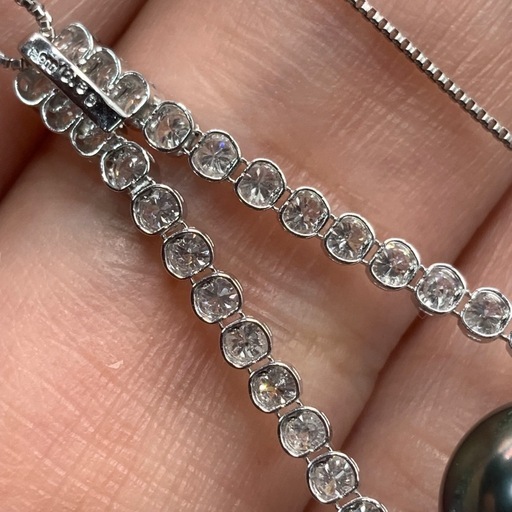ダイヤモンド　パール　ネックレス　Pt850 pt900 3.8g 約45cm アジャスター付