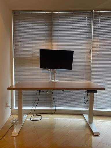 極美品 FLEXISPOT 電動式昇降デスク　140*70cm(脚ホワイト+板メープル)