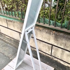 ホワイトフレーム 木製 スタンドミラー 姿見 ☆配送応相談☆の画像