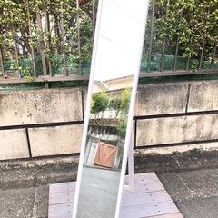 ホワイトフレーム 木製 スタンドミラー 姿見 ☆配送応相談☆の画像