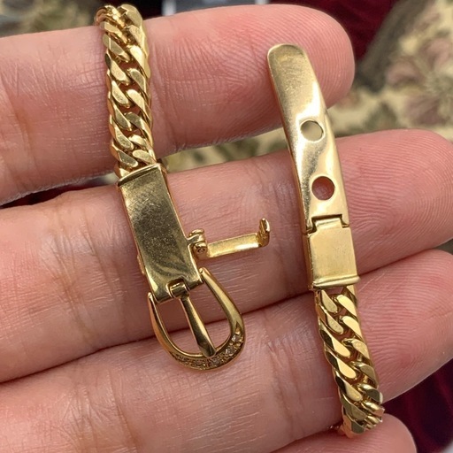 K18 6面ダブル　ブレスレット　ダイヤベルト　17.1g 二段階調節