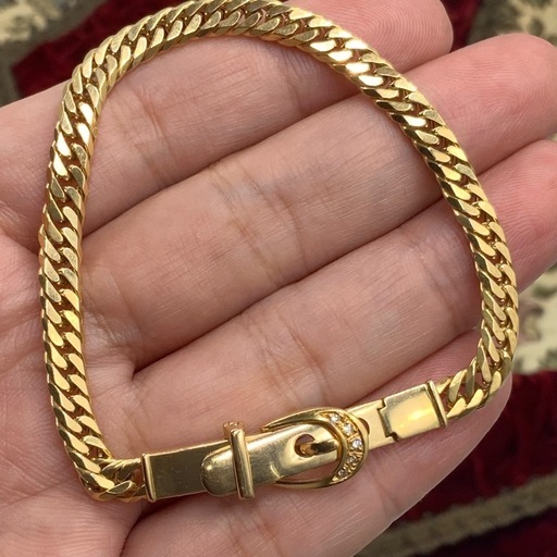 K18 6面ダブル　ブレスレット　ダイヤベルト　17.1g 二段階調節