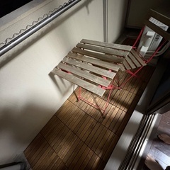 IKEAウッドタイル27枚＋屋外用テーブル＆椅子
