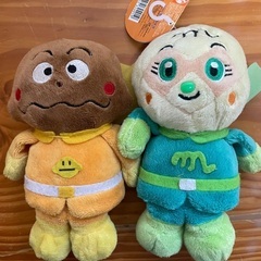 【無料】【中古】カレーパンマン、メロンパンマンぬいぐるみ