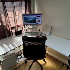 L字デスク＋椅子セットの画像