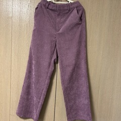 GU ワイドパンツ くすみパープル レディース コーデュロイ M