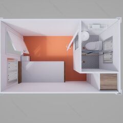 現地組立式13棟 1階建ての事務所 プレハブ ユニットハウス セルフ コンテナ メーカー スーパー 建設労働者寮 研修生の宿舎；ベストイレ (乾湿分離タイプ)・仮設住宅は撤去可能です，価格が安く、設置スピードが速いです軽量鉄骨住宅キッチン付きの画像