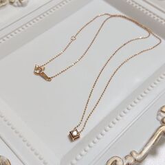 k18ピンクゴールド 0.1カラット ダイヤモンド 一粒 ネックレス 40cm ボールチェーン 18金