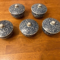 清秀 有田焼 蛸唐草 蓋付き湯呑み 5客セットの画像