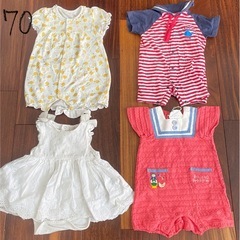 【32点】子供服 女の子 夏 冬 シャツ 半袖 ズボン ダウン まとめ売り セット 70の画像