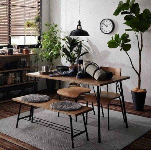 ニトリ ダイニングテーブル アウロス 椅子2脚 ベンチ1脚【中古品】