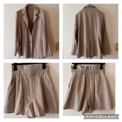 リエンダ ピンクベージュ セットアップ M ジャケット ショーパン レディース の画像