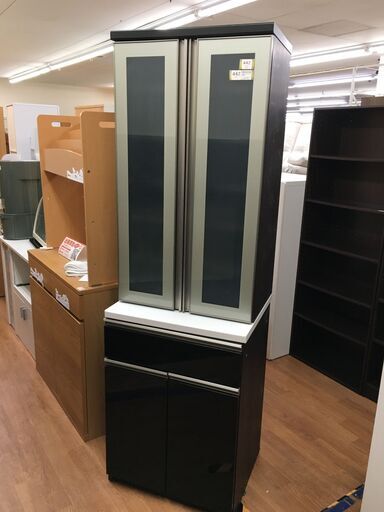 食器棚　ホワイト×ブラウン　使用感あり