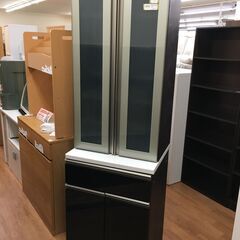 食器棚　ホワイト×ブラウン　使用感あり　