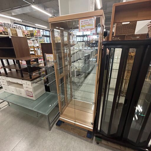 【ジ420】ショーケース ライト付き ガラス棚(ma)