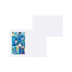【新品未使用】「青の森 へ」ステンドグラス風　ポストカード　定価660円の画像
