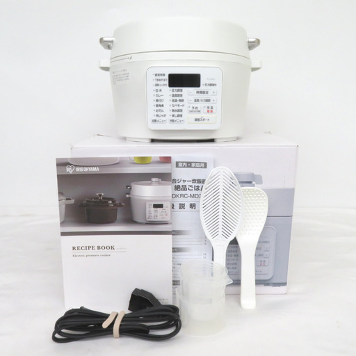IRIS OHYAMA (アイリスオーヤマ)  電気圧力鍋  調理容量2.6L 満水容量4.0L レシピブック付き PC-MA4-W ホワイト 【コンプオフ金沢野々市店】