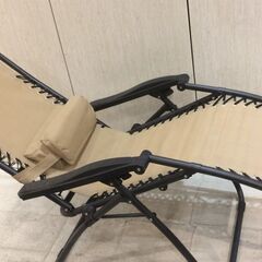 ☆554☆アウトドアチェア　折りたたみ　リクライニングチェア　キャンプ　アウトドア　コンパクト　ベージュ　の画像