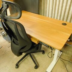 電動昇降テーブル&ワーキングチェアセット ワーキングデスク キャ...