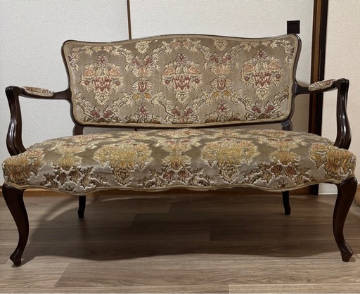 最終値下げ！ロココ調 猫脚2人がけ アンティークソファー