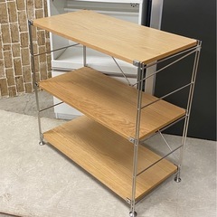 MUJI 無印良品 ステンレスユニットシェルフ オーク材 ワイド 小 札幌市東区中沼町の画像