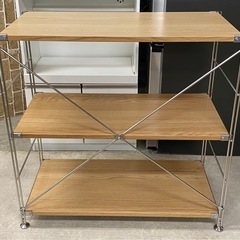MUJI 無印良品 ステンレスユニットシェルフ オーク材 ワイド 小 札幌市東区中沼町の画像