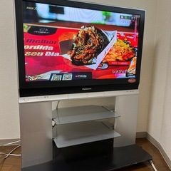  【あげます】【ジャンク】Panasonic製37型テレビ2007年製＋専用テレビ台＋リモコン付きの画像
